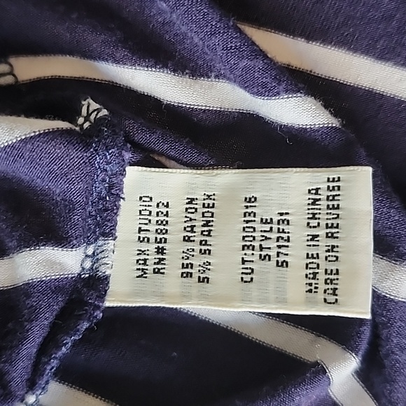 MAX STUDIO Navy & White Stripe Swing Tank with Embroidery Detail Size Small - Picture 8 of 10